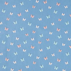 GOTS Baumwollpopeline Schmetterlinge – brilliantblau, 