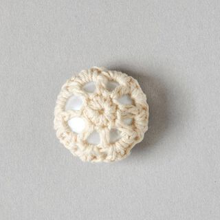 Knopf umhäkelt [26mm] – wollweiss, 