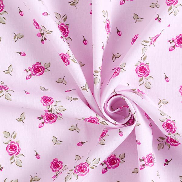 Baumwollpopeline kleine Röschen – rosa, image number 3