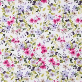 Viskosestoff zarte Blumen &ndash; weiss, 