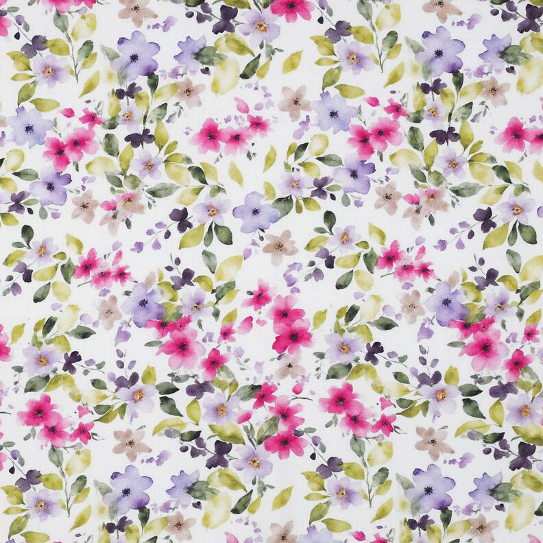 Viskosestoff zarte Blumen &ndash; weiss,  image number 1