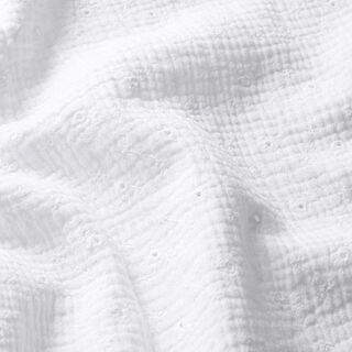 Musselin Lochstickerei Blumen – weiss, 