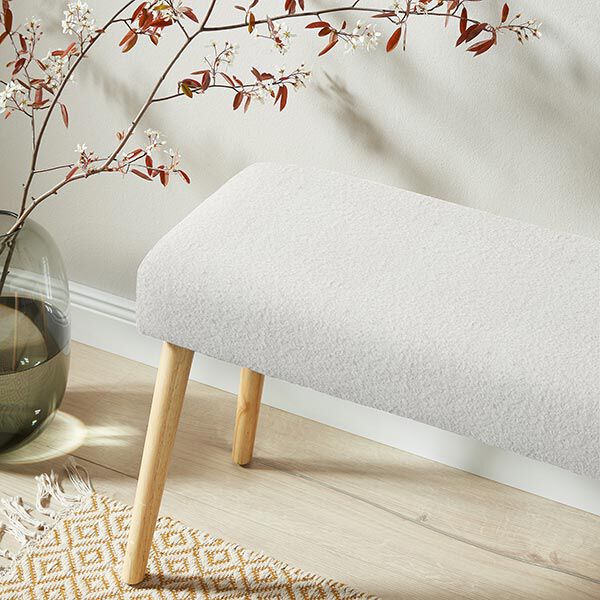 Polsterstoff Bouclé – weiss | Reststück 100cm