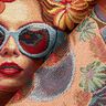 Dekostoff Gobelin famose Frauen – karminrot/hellbeige,  thumbnail number 4