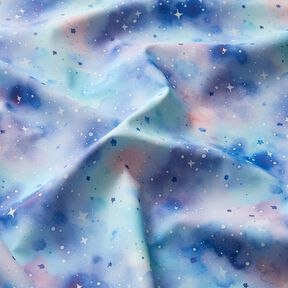 Regenjackenstoff Aquarell-Sternenhimmel Digitaldruck – eisblau/blaulila, 