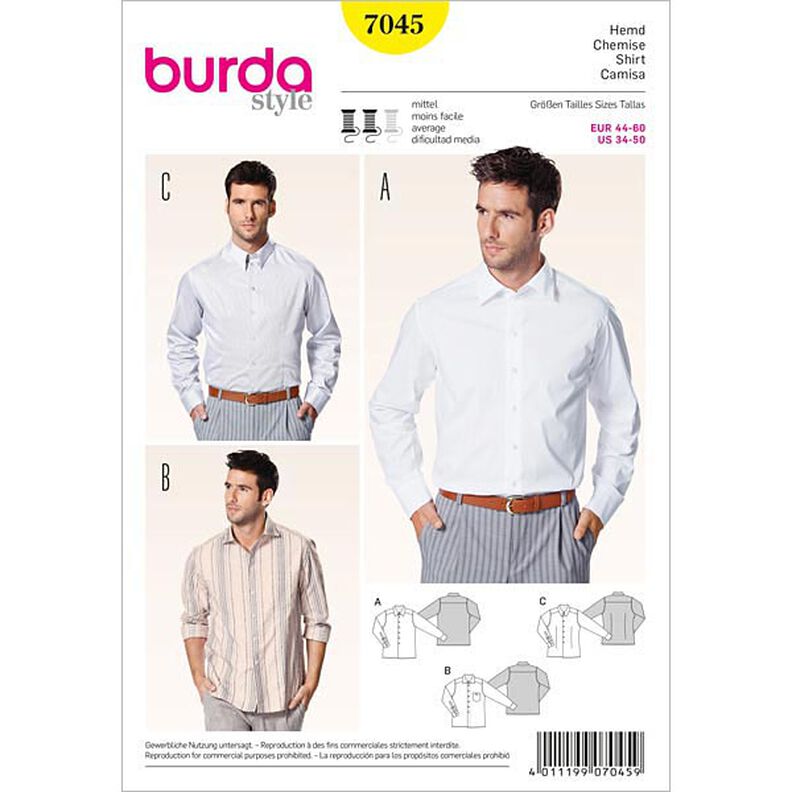 Herrenhemd | Burda 7045 | 44-60,  image number 1