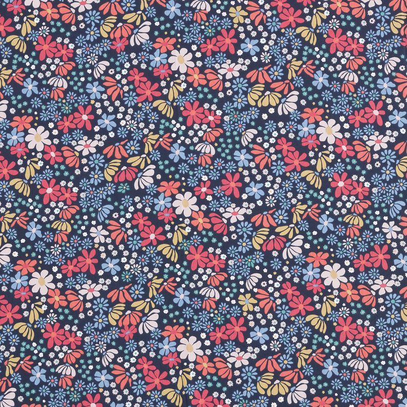 Baumwollstoff Cretonne gemischte Blüten – nachtblau,  image number 1