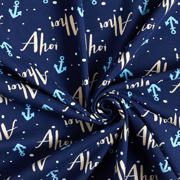 Baumwolljersey Ahoi – marineblau/hellbeige, image number 3