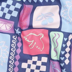 Baumwollpopeline Patchwork | Poppy Fabrics – jeansblau/pink, 