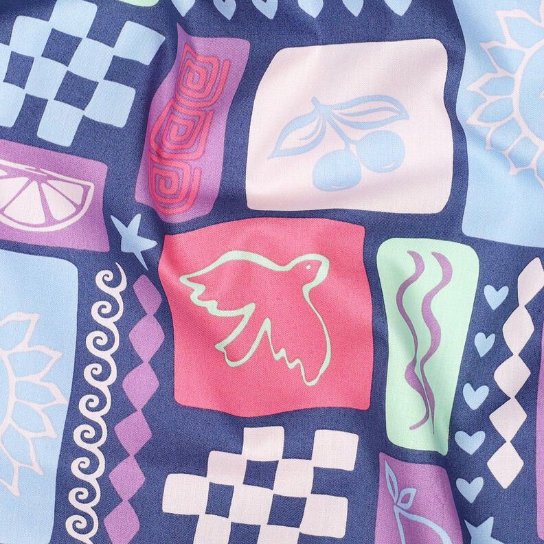 Baumwollpopeline Patchwork | Poppy Fabrics – jeansblau/pink,  image number 2