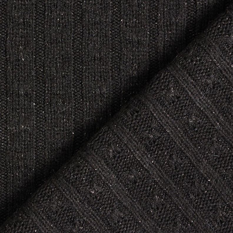 Strickstoff Ajour edle Glitzerstreifen – schwarz,  image number 4