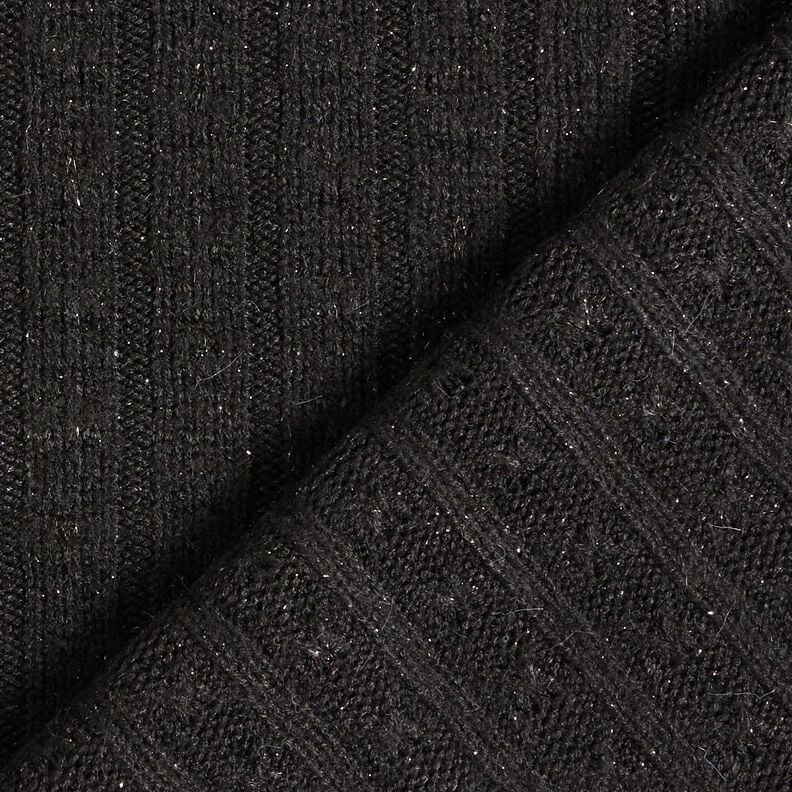 Strickstoff Ajour edle Glitzerstreifen – schwarz, image number 4