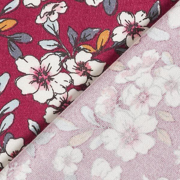 Modaljersey Blumen| by Poppy – bordeauxrot | Reststück 100cm