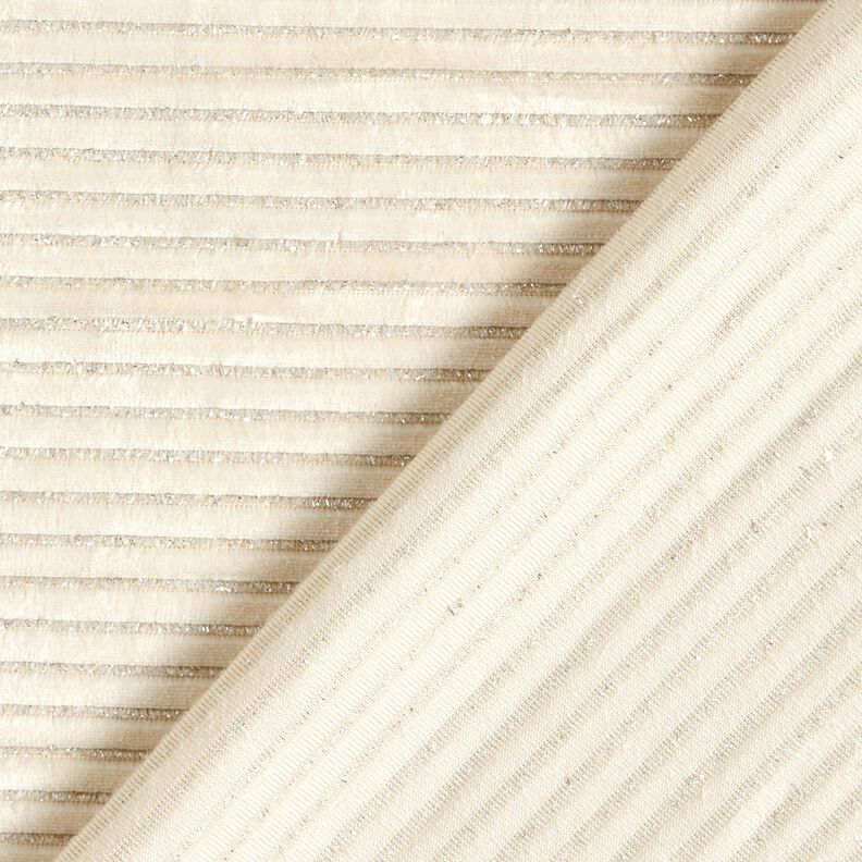 Nicki Stoff Glitzerstreifen – hellbeige/silber metallic, image number 4