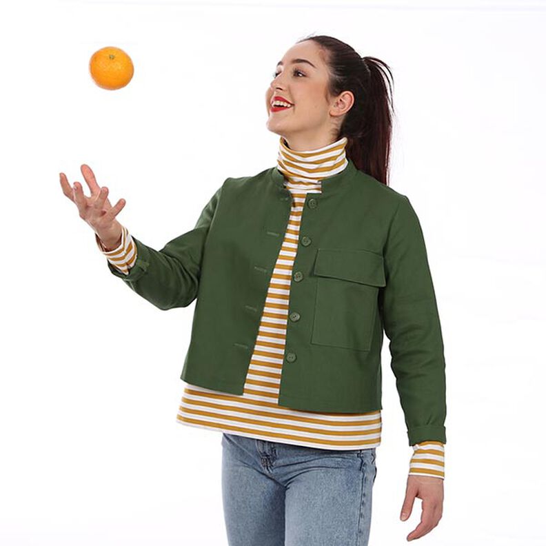 FRAU CLEO kurze Jacke mit Stehkragen und aufgesetzter großer Tasche | Studio Schnittreif | XS-XXL,  image number 12