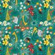 Dekostoff Canvas Dschungel – petrol/gelb,  thumbnail number 1
