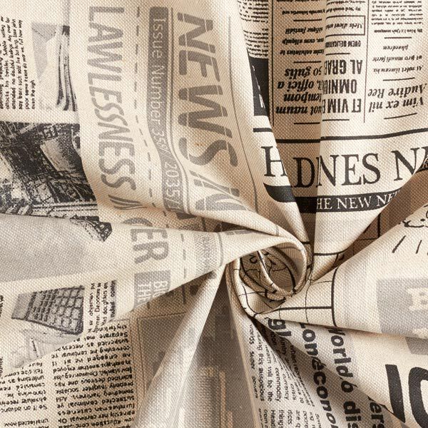 Dekostoff Halbpanama Vintage Zeitung – natur/schwarz | Reststück 100cm
