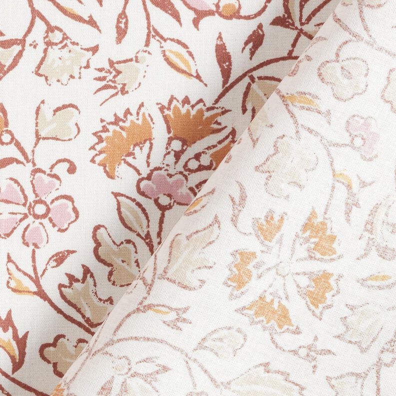 Baumwollstoff Cretonne zartes Blumenmuster – weiss/zimt, image number 4