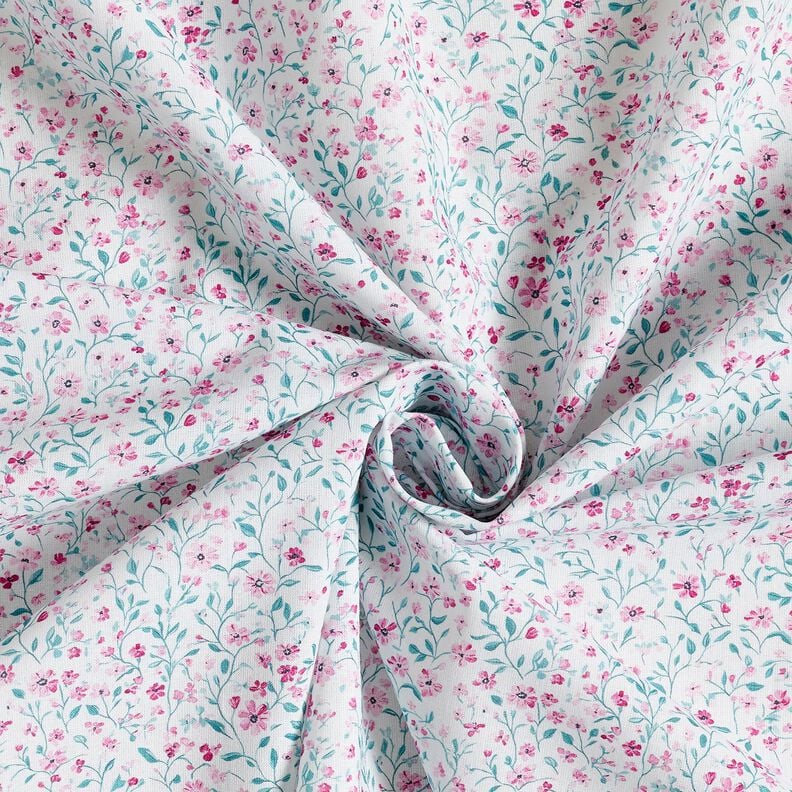 Baumwollstoff Popeline zarte Blümchen – pfefferminz/pastellviolett, image number 3