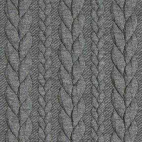 Jerseyjacquard Cloqué Zopfmuster – dunkelgrau, 