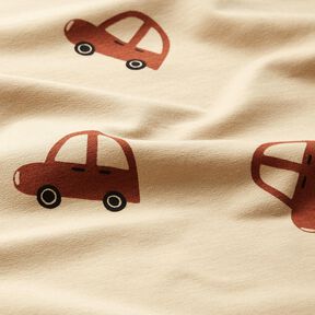 French Terry Sommersweat gro&szlig;e Retro-Autos &ndash; creme, 