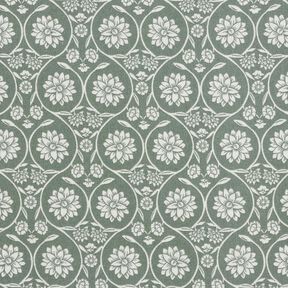 Baumwollstoff Cretonne Blumen und Ranken – schilf/weiss, 