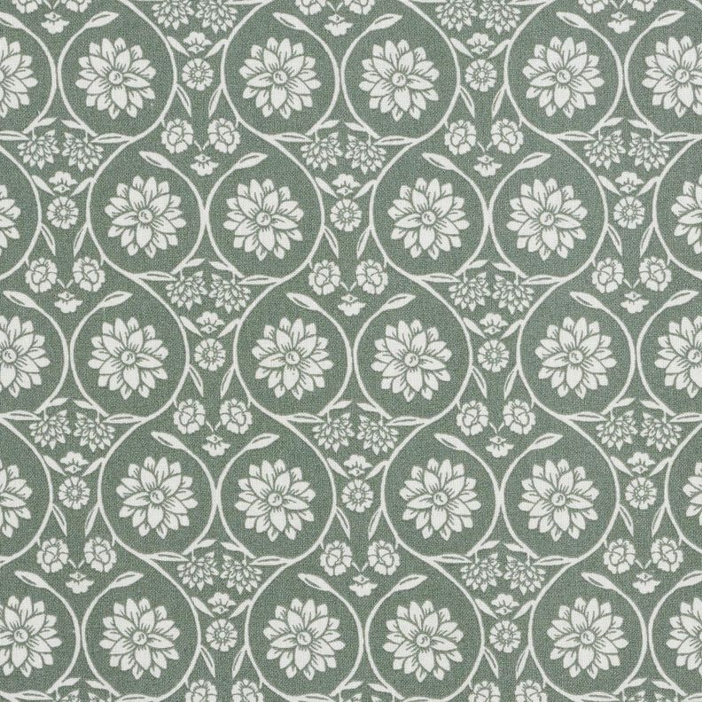Baumwollstoff Cretonne Blumen und Ranken – schilf/weiss,  image number 1