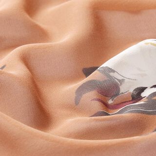 Seiden-Chiffon gemalte Blumen – braun, 