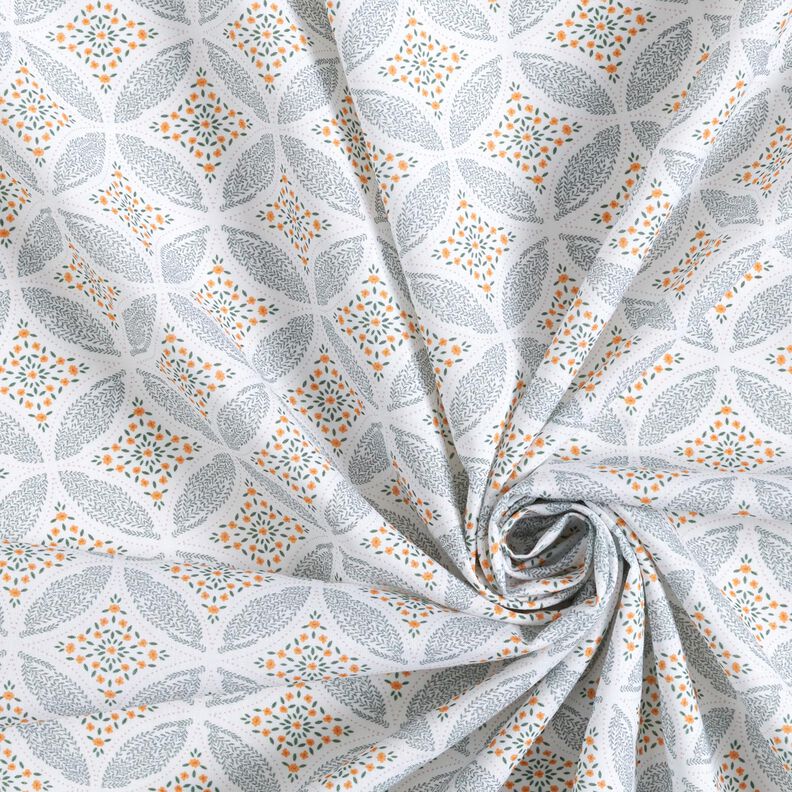 Baumwollstoff Popeline florale Kreise – weiss/grün, image number 3