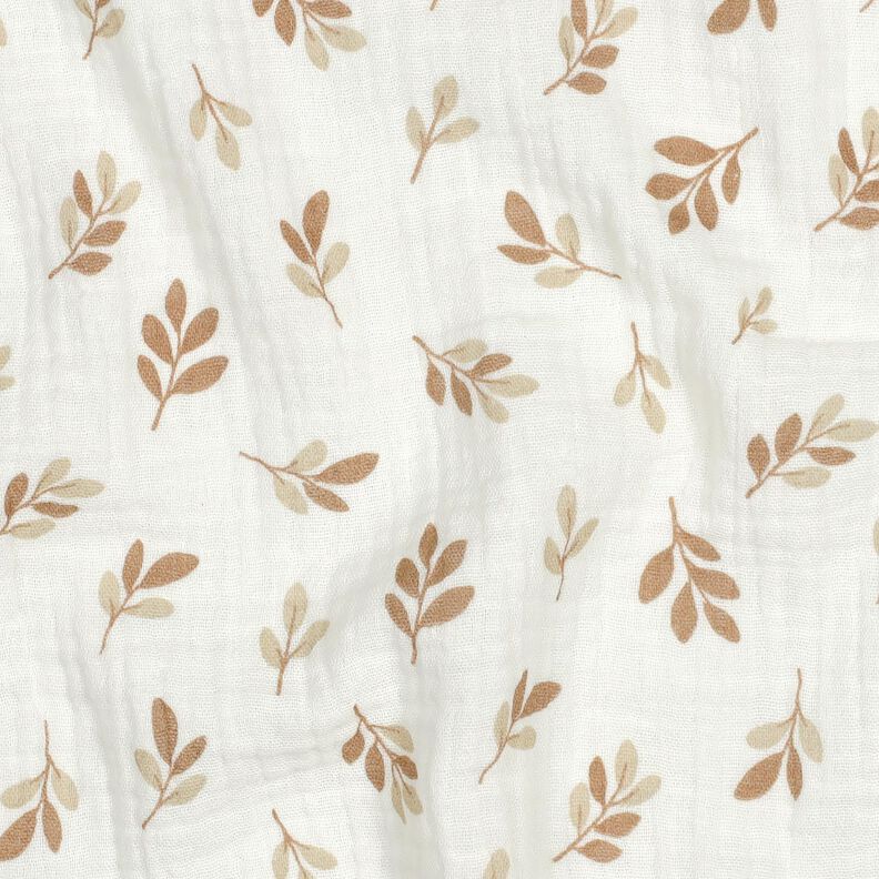Musselin/ Doppel-Krinkel Gewebe Zweige | Poppy Fabrics – elfenbein/mocca, image number 2