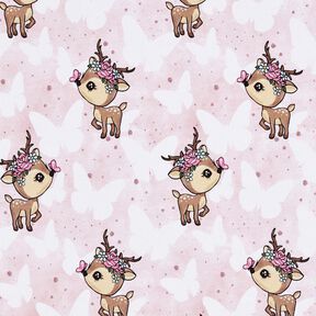 Baumwolljersey Rosalie auf Schmetterlingen | Glitzerpüppi – rosé, 
