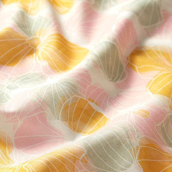 GOTS Batist Muschel-Blumen | Tula – wollweiss/pastellgrün | Reststück 50cm