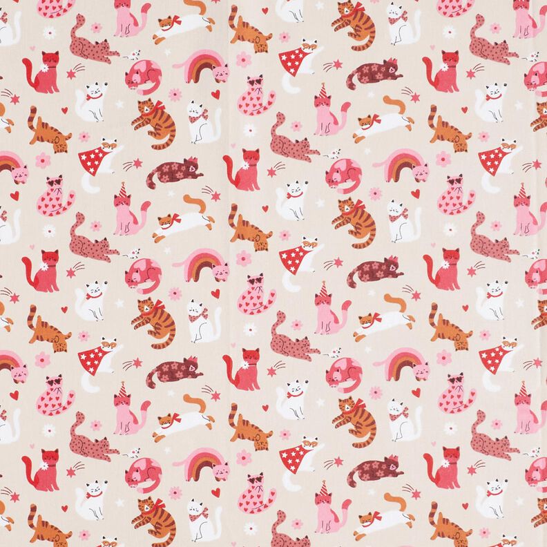 Beschichtete Baumwolle verspielte Kätzchen – rosé,  image number 1