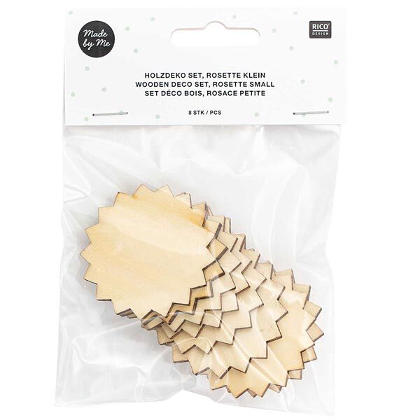 Holzdeko Set Rosette klein Set [ 4,5 x 5 cm ] | Rico Design – natur,  image number 2