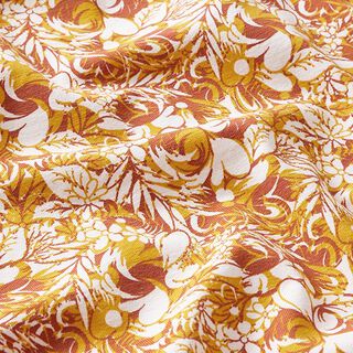 Baumwolljersey Aquarellblumen – weiss/currygelb, 