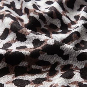 Viskosejersey kleiner Leoprint – schokolade/silbergrau, 
