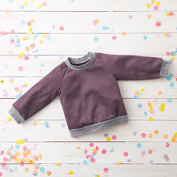Leichter Baumwollsweat Uni – pflaume | Reststück 100cm
