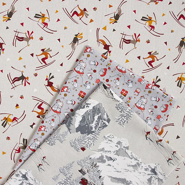 Baumwollstoff Cretonne Weihnachtskatze – silbergrau/rot – Muster, image number 5