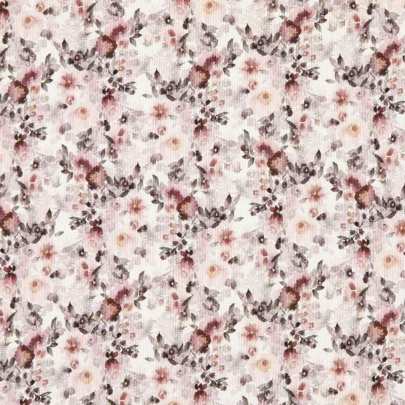Rippenjersey romantische Blumen Digitaldruck – wollweiss, image number 1