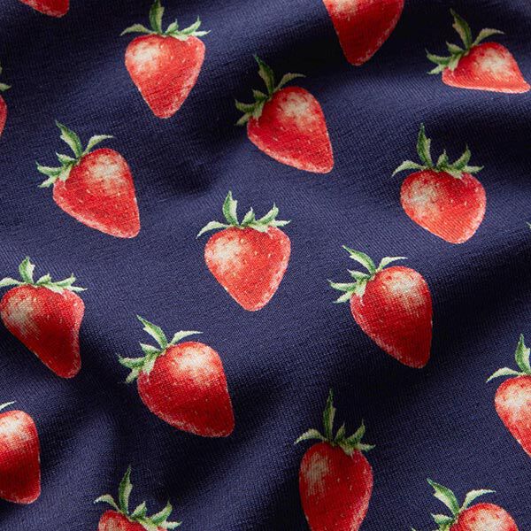Baumwolljersey Erdbeeren Digitaldruck | STENZO – marineblau/feuerrot, image number 2