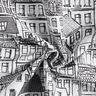 Dekostoff Jacquard Dorf in Linien-Kunst – schwarz/weiss,  thumbnail number 3