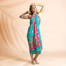 Beachwear Panel Pareo Pfauen und Blumen – aquablau/intensiv pink,  thumbnail number 7