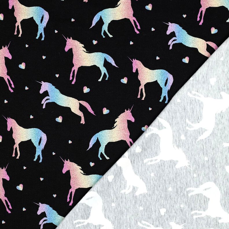 Baumwolljersey Regenbogen Einhörner Digitaldruck | Poppy Fabrics – schwarz, image number 4