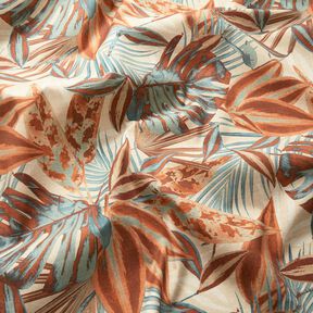 Outdoorstoff Canvas große Blätter – natur/terracotta, 