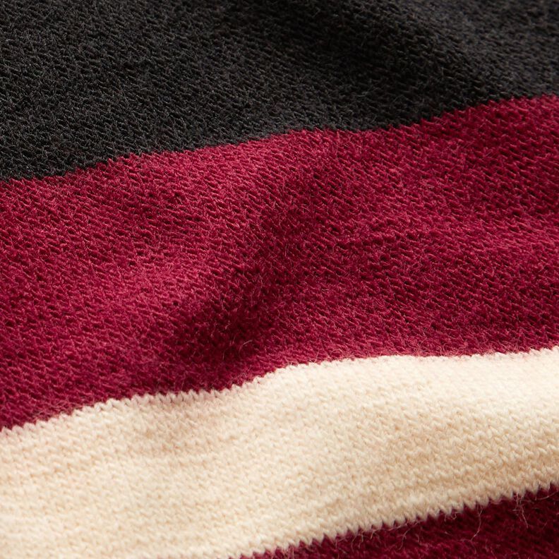 Strickstoff breite Streifen – bordeauxrot/beige,  image number 3