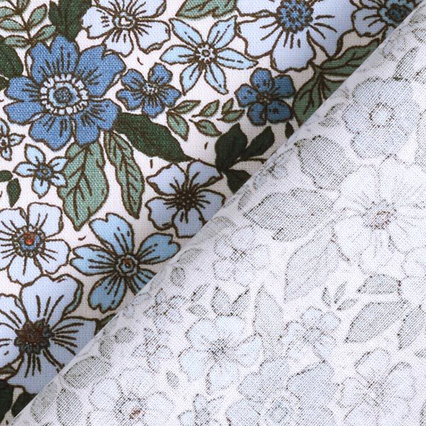 Baumwollpopeline Blumenmeer – wollweiss/jeansblau, image number 4