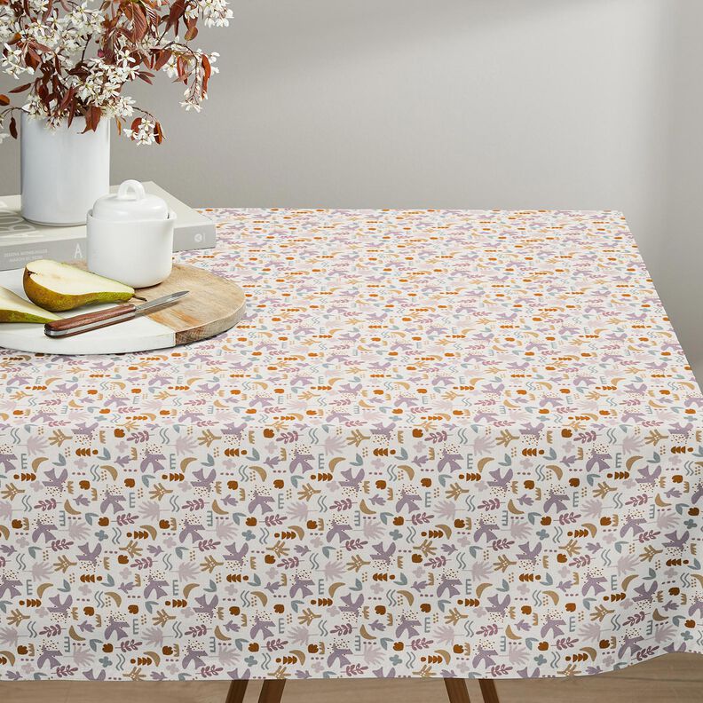 Baumwollstoff Cretonne abstrakte Vögel – wollweiss/pastellviolett,  image number 8