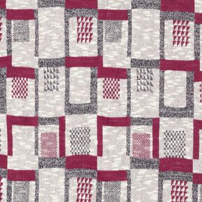 Strickstoff grafisches Glitzermuster – beere/weiss, 