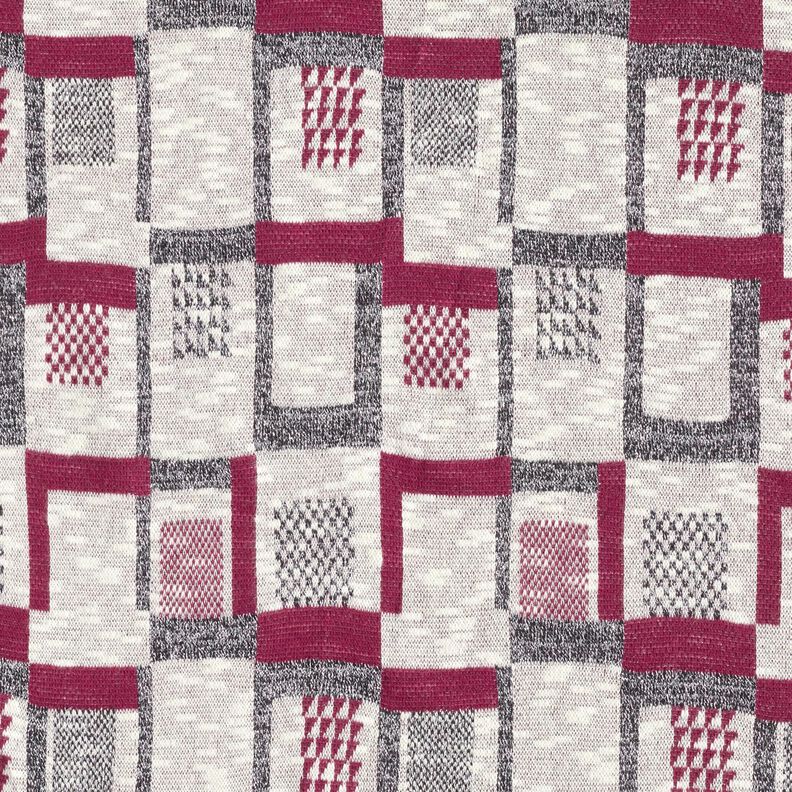 Strickstoff grafisches Glitzermuster – beere/weiss, image number 1
