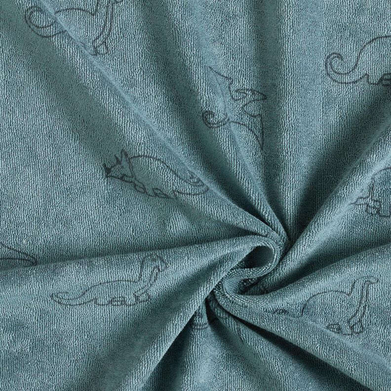 Frotteejersey Dinos – taubenblau,  image number 3